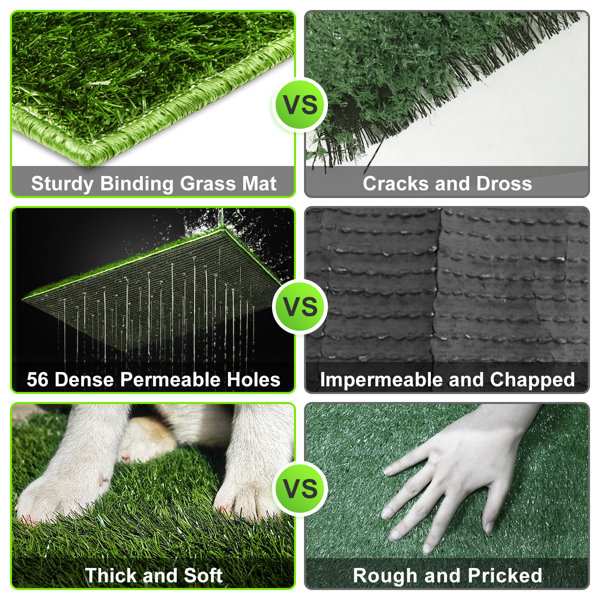 Hompet Dog Litter Box, 2 Pcs Artificial Grass Training Pads With Pee